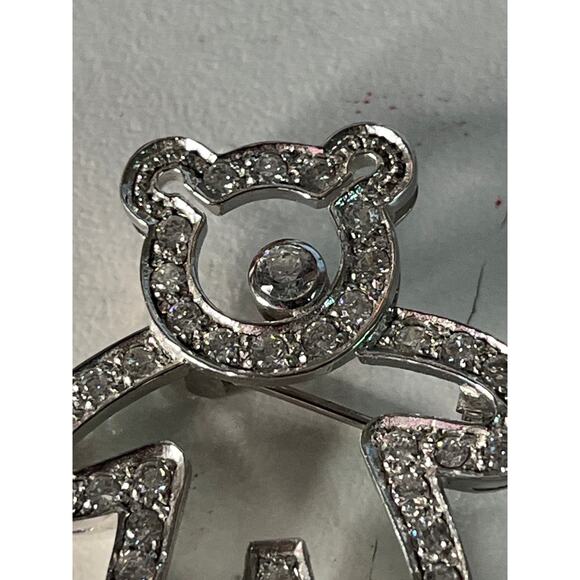 VALENTI Vintage Sterling silver Rhinestone Bear brooch RARE - Picture 7 of 9